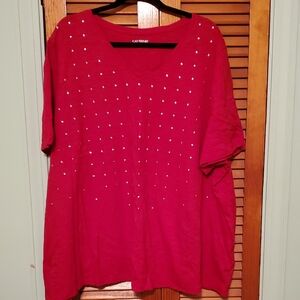 Catherines Red Short Sleeve Tee with Stud Details